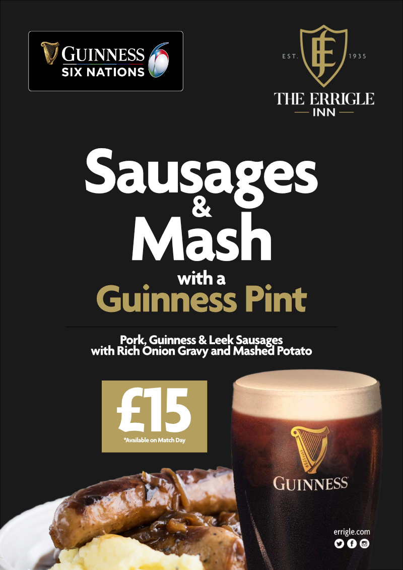 Sausages & Mash with a Guinness for £15